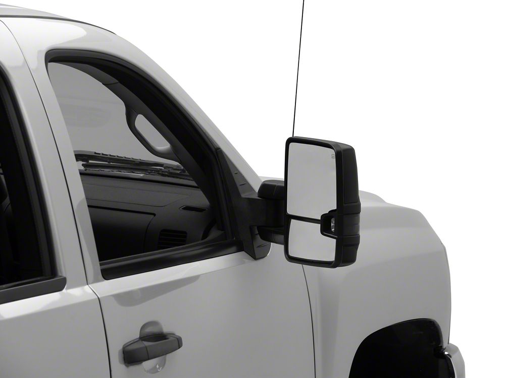 RedRock Powered Heated Manual Extendable Towing Mirrors with Smoked Turn Signals; Textured Black (07-13 Silverado 1500)