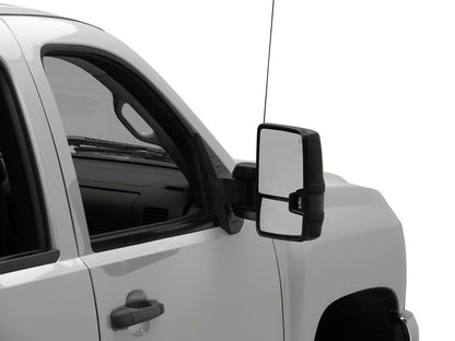 RedRock Powered Heated Manual Extendable Towing Mirrors with Smoked Turn Signals; Textured Black (07-13 Silverado 1500)
