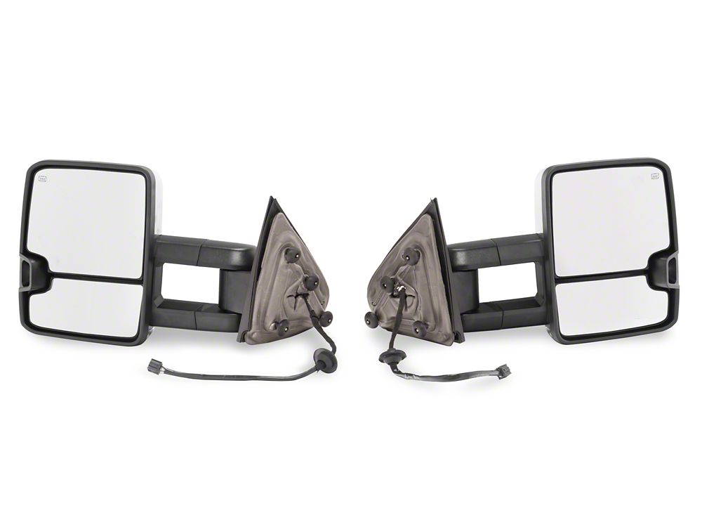 RedRock Powered Heated Towing Mirrors with Smoked Amber LED Turn Signal; Chrome (14-17 Silverado 1500)