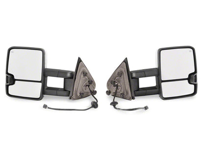 RedRock Powered Heated Towing Mirrors with Smoked Amber LED Turn Signal; Chrome (14-17 Silverado 1500)