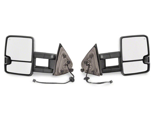 RedRock Powered Heated Towing Mirrors with Smoked Amber LED Turn Signal; Chrome (14-17 Silverado 1500)