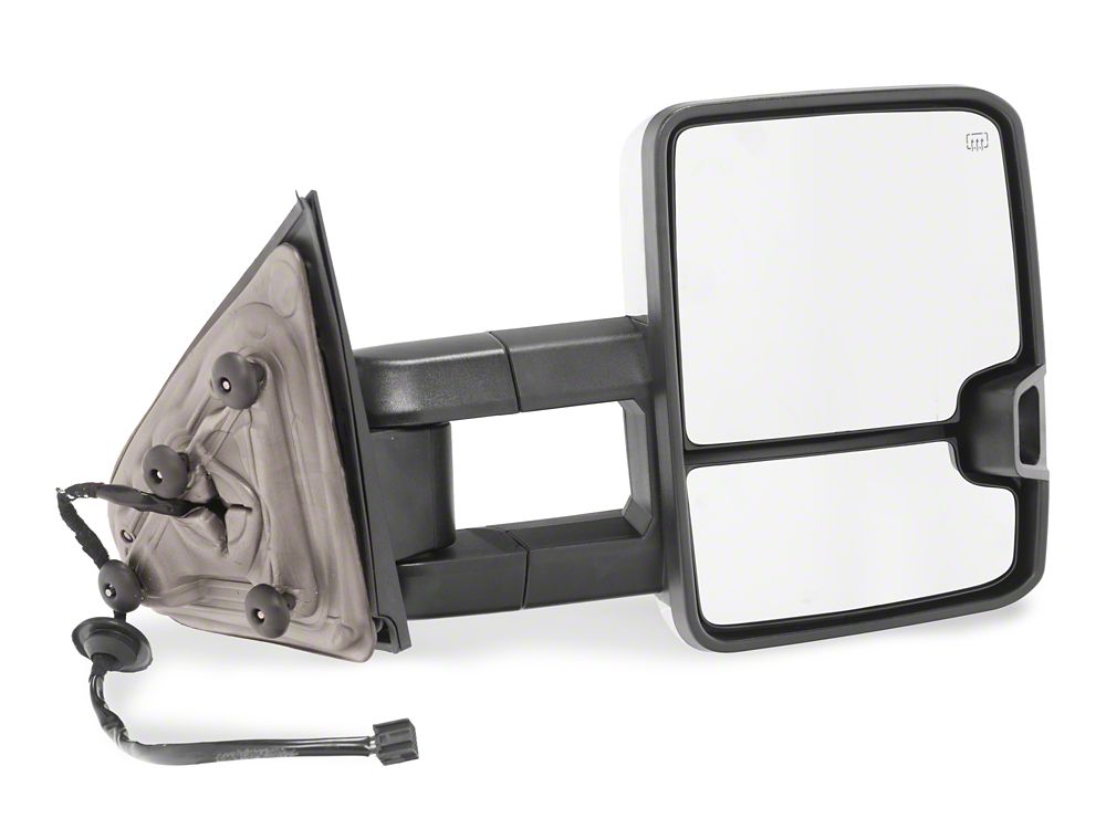 RedRock Powered Heated Towing Mirrors with Smoked Amber LED Turn Signal; Chrome (14-17 Silverado 1500)