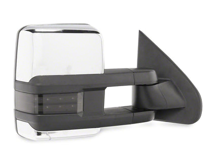 RedRock Powered Heated Towing Mirrors with Smoked Amber LED Turn Signal; Chrome (14-17 Silverado 1500)