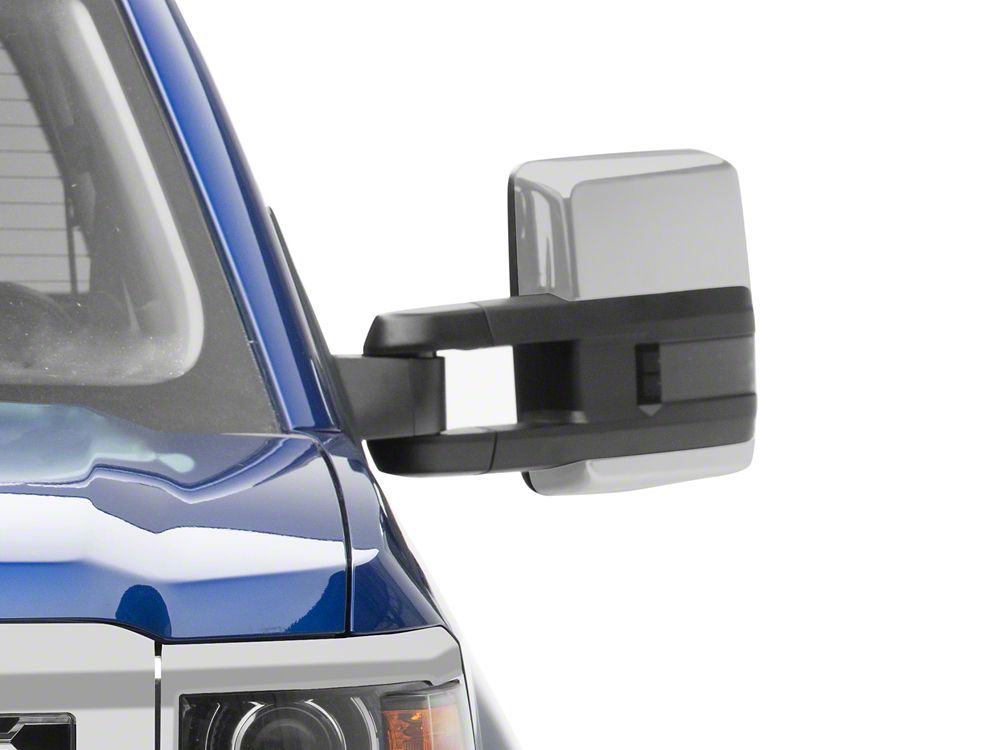 RedRock Powered Heated Towing Mirrors with Smoked Amber LED Turn Signal; Chrome (14-17 Silverado 1500)