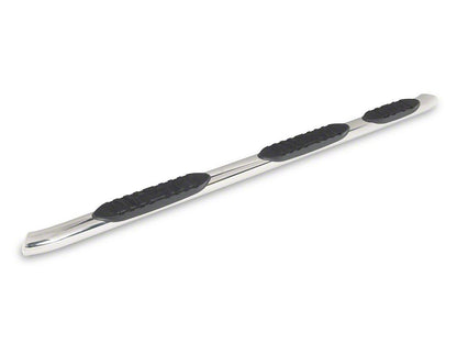RedRock 5-Inch Oval Bent Wheel to Wheel Side Step Bars; Stainless Steel (19-25 Silverado 1500 Double Cab)