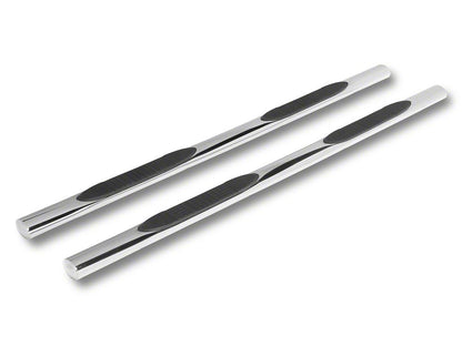 RedRock 4-Inch Oval Straight Side Step Bars; Stainless Steel (19-25 Silverado 1500 Crew Cab)