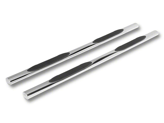 RedRock 4-Inch Oval Straight Side Step Bars; Stainless Steel (19-25 Silverado 1500 Crew Cab)