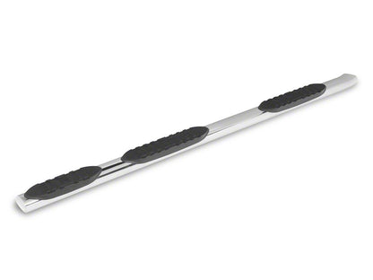 RedRock 5-Inch Oval Bent Wheel to Wheel Side Step Bars; Stainless Steel (19-25 Silverado 1500 Crew Cab w/ 5.80-Foot Short Box)