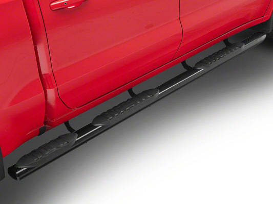 RedRock 5-Inch Oval Bent Wheel to Wheel Side Step Bars; Black (19-25 Silverado 1500 Crew Cab w/ 5.80-Foot Short Box)