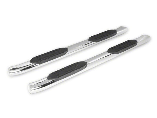 RedRock 6-Inch Oval Bent End Side Step Bars; Stainless Steel (19-25 Silverado 1500 Crew Cab)