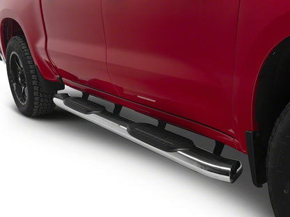 RedRock 6-Inch Oval Bent End Side Step Bars; Stainless Steel (19-25 Silverado 1500 Crew Cab)