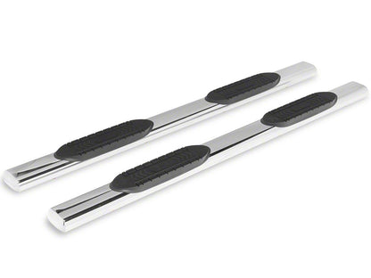 RedRock 6-Inch Oval Straight End Side Step Bars; Stainless Steel (19-25 Silverado 1500 Crew Cab)