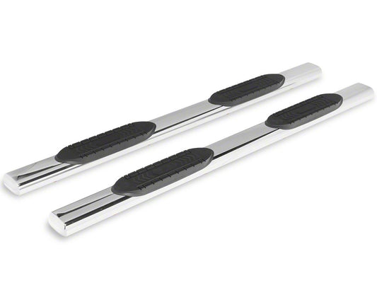 RedRock 6-Inch Oval Straight End Side Step Bars; Stainless Steel (19-25 Silverado 1500 Crew Cab)
