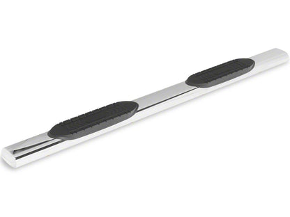 RedRock 6-Inch Oval Straight End Side Step Bars; Stainless Steel (19-25 Silverado 1500 Crew Cab)