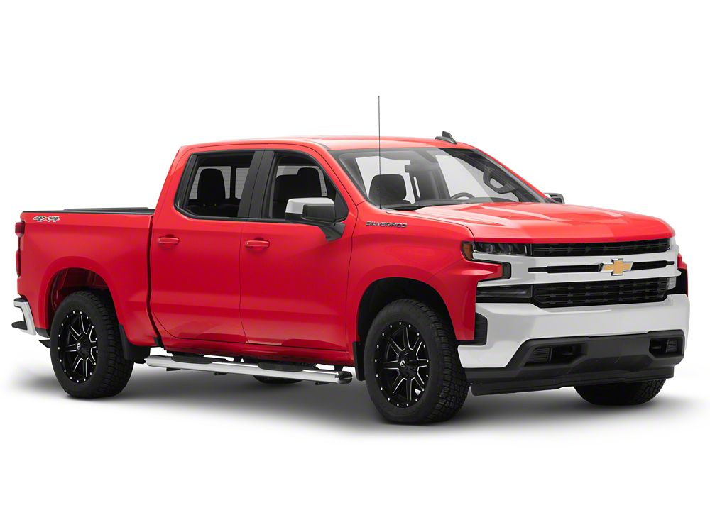 RedRock 6-Inch Oval Straight End Side Step Bars; Stainless Steel (19-25 Silverado 1500 Crew Cab)