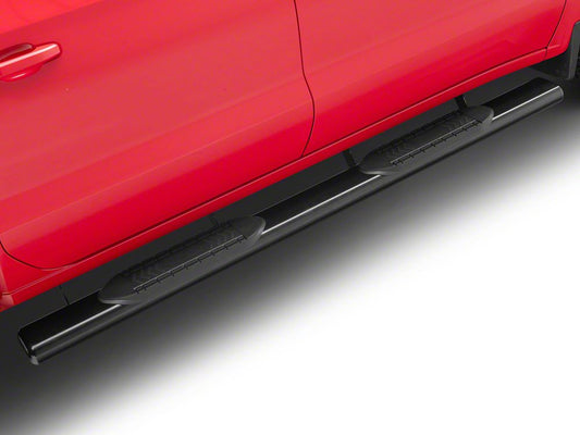 RedRock 6-Inch Oval Straight End Side Step Bars; Black (19-25 Silverado 1500 Crew Cab)