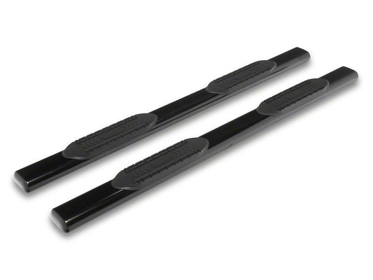 RedRock 6-Inch Oval Straight End Side Step Bars; Black (19-25 Silverado 1500 Crew Cab)