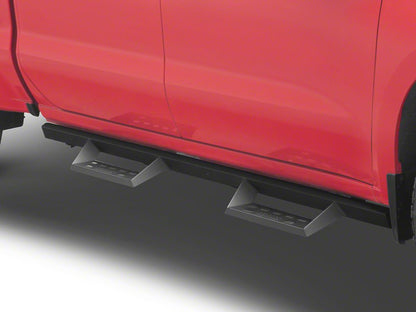 RedRock 4-Inch Drop TC1 Running Boards; Textured Black (19-25 Silverado 1500 Crew Cab)