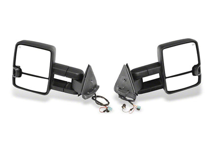 RedRock Powered Heated Tow Mirrors with Arrow on Glass Smoked Amber LED Turn Signal; Textured Black (03-06 Silverado 1500)