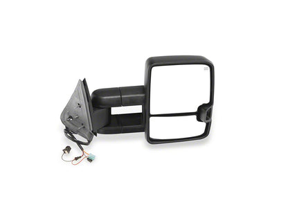 RedRock Powered Heated Tow Mirrors with Arrow on Glass Smoked Amber LED Turn Signal; Textured Black (03-06 Silverado 1500)