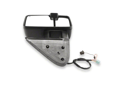 RedRock Powered Heated Tow Mirrors with Arrow on Glass Smoked Amber LED Turn Signal; Textured Black (03-06 Silverado 1500)