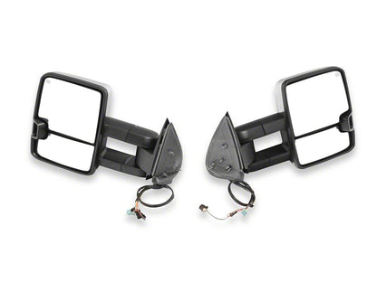 RedRock Powered Heated Tow Mirrors with Arrow on Glass Smoked Amber LED Turn Signal; Chrome (03-06 Silverado 1500)