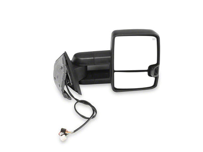 RedRock Powered Heated Tow Mirrors with Arrow on Glass Smoked Amber LED Turn Signal; Textured Black (07-13 Silverado 1500)