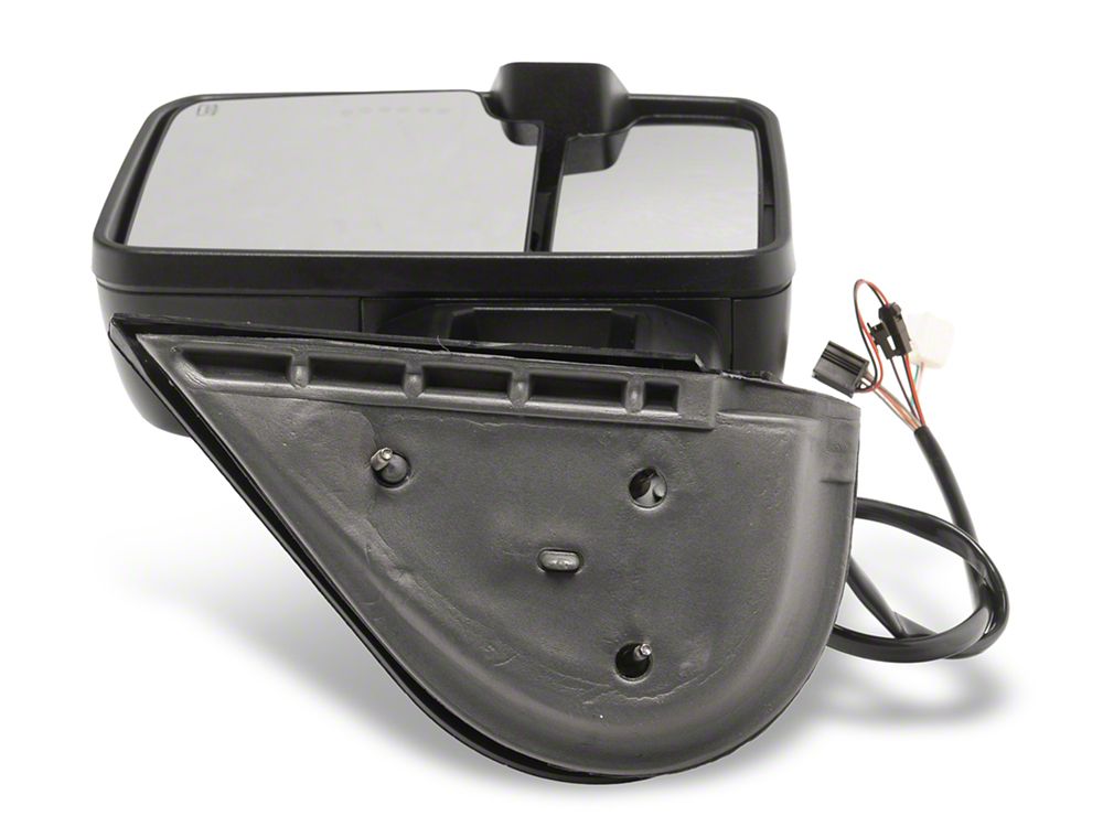 RedRock Powered Heated Tow Mirrors with Arrow on Glass Smoked Amber LED Turn Signal; Textured Black (07-13 Silverado 1500)
