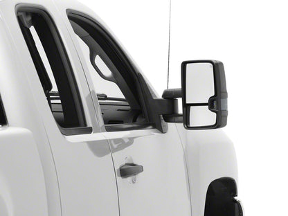 RedRock Powered Heated Tow Mirrors with Arrow on Glass Smoked Amber LED Turn Signal; Textured Black (07-13 Silverado 1500)