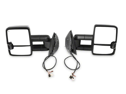 RedRock Powered Heated Tow Mirrors with Arrow on Glass Smoked Amber LED Turn Signal; Chrome (07-13 Silverado 1500)