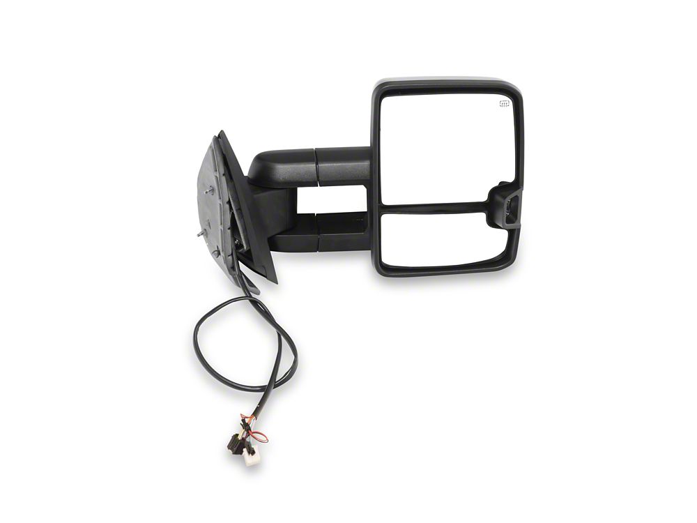 RedRock Powered Heated Tow Mirrors with Arrow on Glass Smoked Amber LED Turn Signal; Chrome (07-13 Silverado 1500)