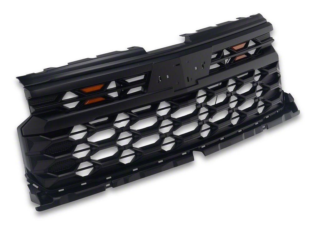RedRock ZR2 Style Mesh Upper Replacement Grille with Amber Lights; Matte Black (22-26 Silverado 1500, Excluding ZR2)