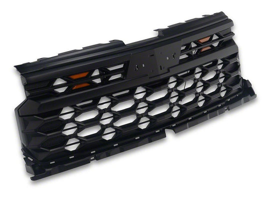 RedRock ZR2 Style Mesh Upper Replacement Grille with Amber Lights; Matte Black (22-26 Silverado 1500, Excluding ZR2)