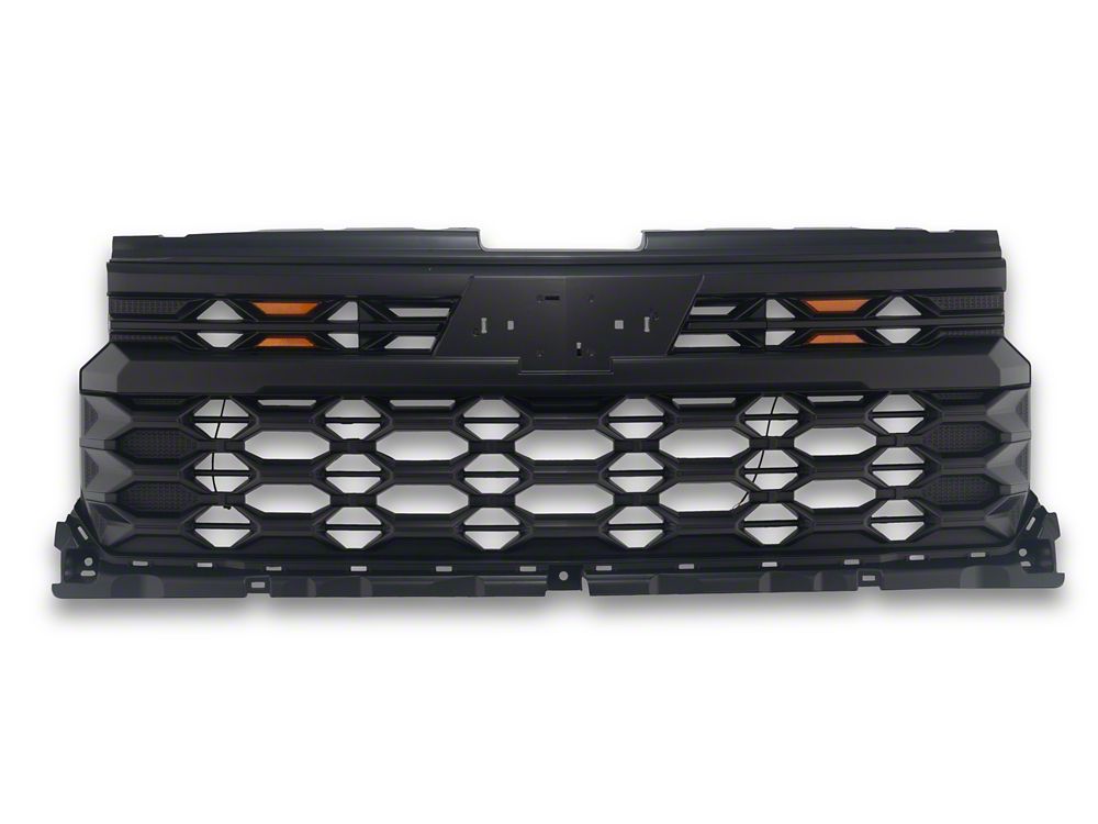 RedRock ZR2 Style Mesh Upper Replacement Grille with Amber Lights; Matte Black (22-26 Silverado 1500, Excluding ZR2)