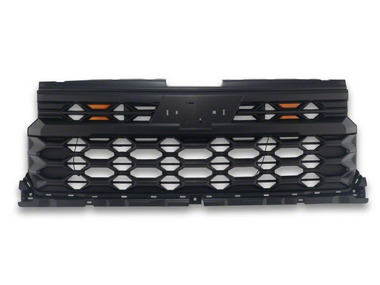 RedRock ZR2 Style Mesh Upper Replacement Grille with Amber Lights; Matte Black (22-26 Silverado 1500, Excluding ZR2)