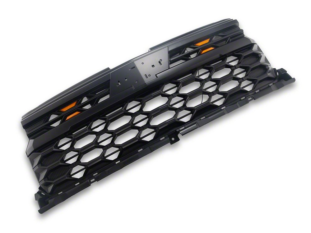 RedRock ZR2 Style Mesh Upper Replacement Grille with Amber Lights; Matte Black (22-26 Silverado 1500, Excluding ZR2)