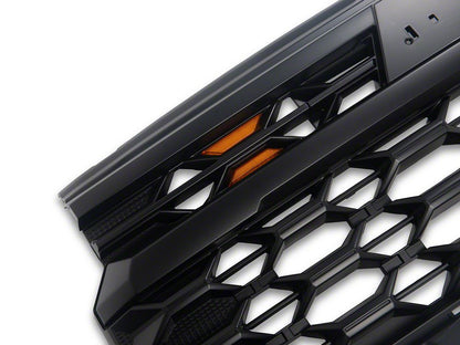 RedRock ZR2 Style Mesh Upper Replacement Grille with Amber Lights; Matte Black (22-26 Silverado 1500, Excluding ZR2)