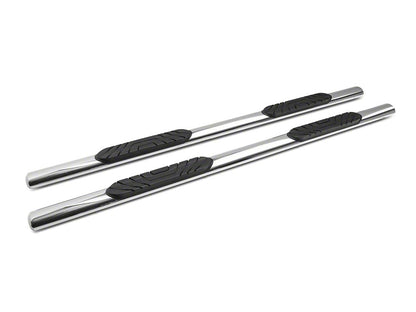 RedRock 4 Inch Oval Straight End Side Step Bars; Stainless Steel (19-22 Sierra 1500 Crew Cab)
