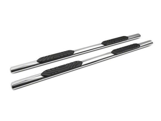 RedRock 4 Inch Oval Straight End Side Step Bars; Stainless Steel (19-22 Sierra 1500 Crew Cab)