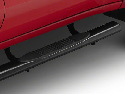 RedRock 4-Inch Oval Straight Side Step Bars; Black (19-25 Sierra 1500 Crew Cab)