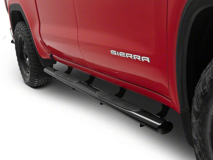 RedRock 4-Inch Oval Straight Side Step Bars; Black (19-25 Sierra 1500 Crew Cab)