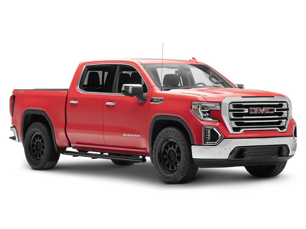 RedRock 4-Inch Oval Straight Side Step Bars; Black (19-25 Sierra 1500 Crew Cab)