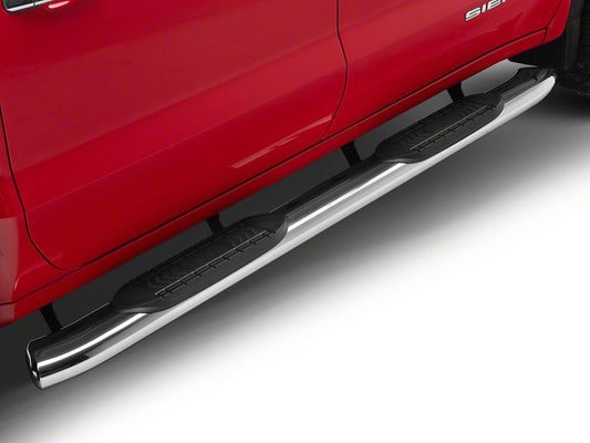 RedRock 6-Inch Oval Bent End Side Step Bars; Stainless Steel (19-25 Sierra 1500 Crew Cab)
