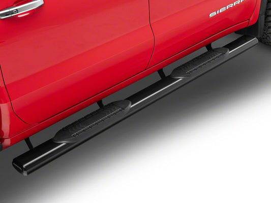 RedRock 6-Inch Oval Straight End Side Step Bars; Black (19-25 Sierra 1500 Crew Cab)