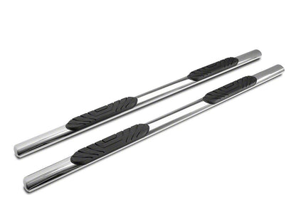 RedRock 4-Inch Oval Straight End Side Step Bars; Stainless Steel (19-25 Sierra 1500 Crew Cab)