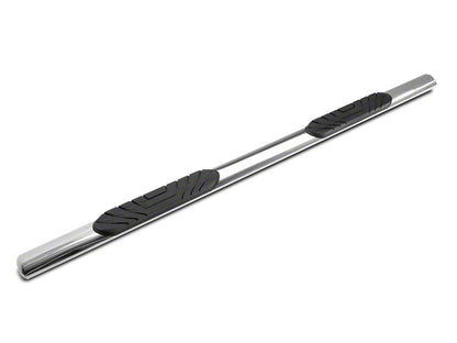 RedRock 4-Inch Oval Straight End Side Step Bars; Stainless Steel (19-25 Sierra 1500 Crew Cab)