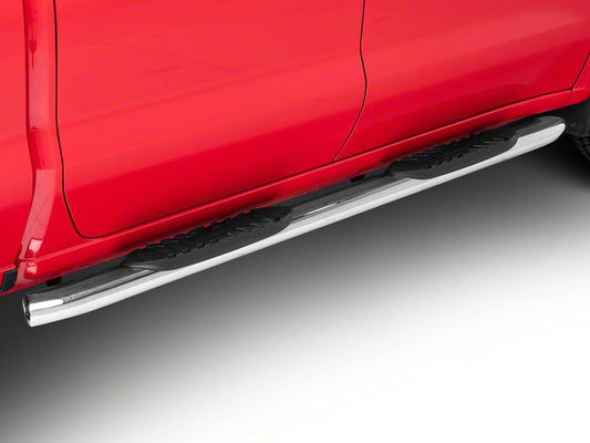 RedRock 5-Inch Oval Bent End Side Step Bars; Stainless Steel (19-25 Sierra 1500 Crew Cab)