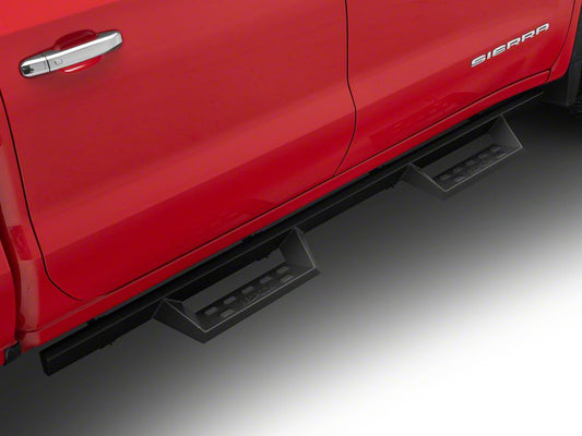 RedRock 4-Inch Drop TC1 Running Boards; Textured Black (19-25 Sierra 1500 Crew Cab)