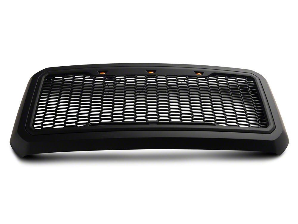 RedRock Baja Upper Replacement Grille with LED; Matte Black (11-16 F-250 Super Duty)
