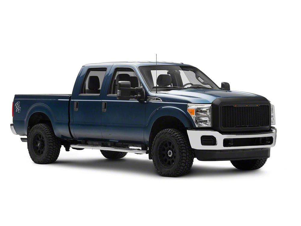 RedRock Baja Upper Replacement Grille with LED; Matte Black (11-16 F-250 Super Duty)